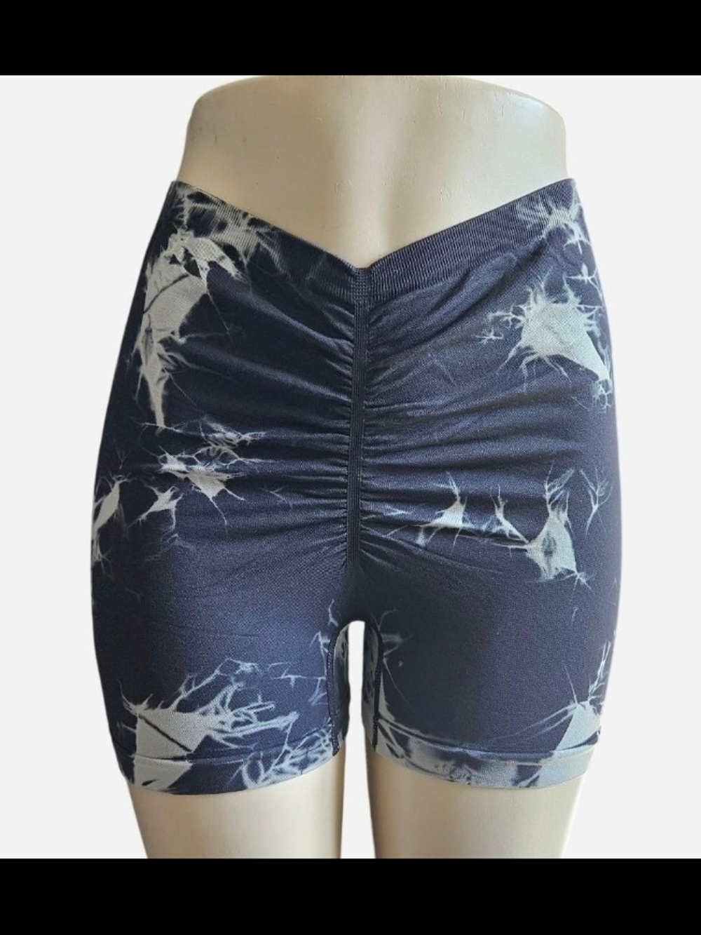 Black Tie-Dye High-Waist Scrunch Bike Shorts - Women